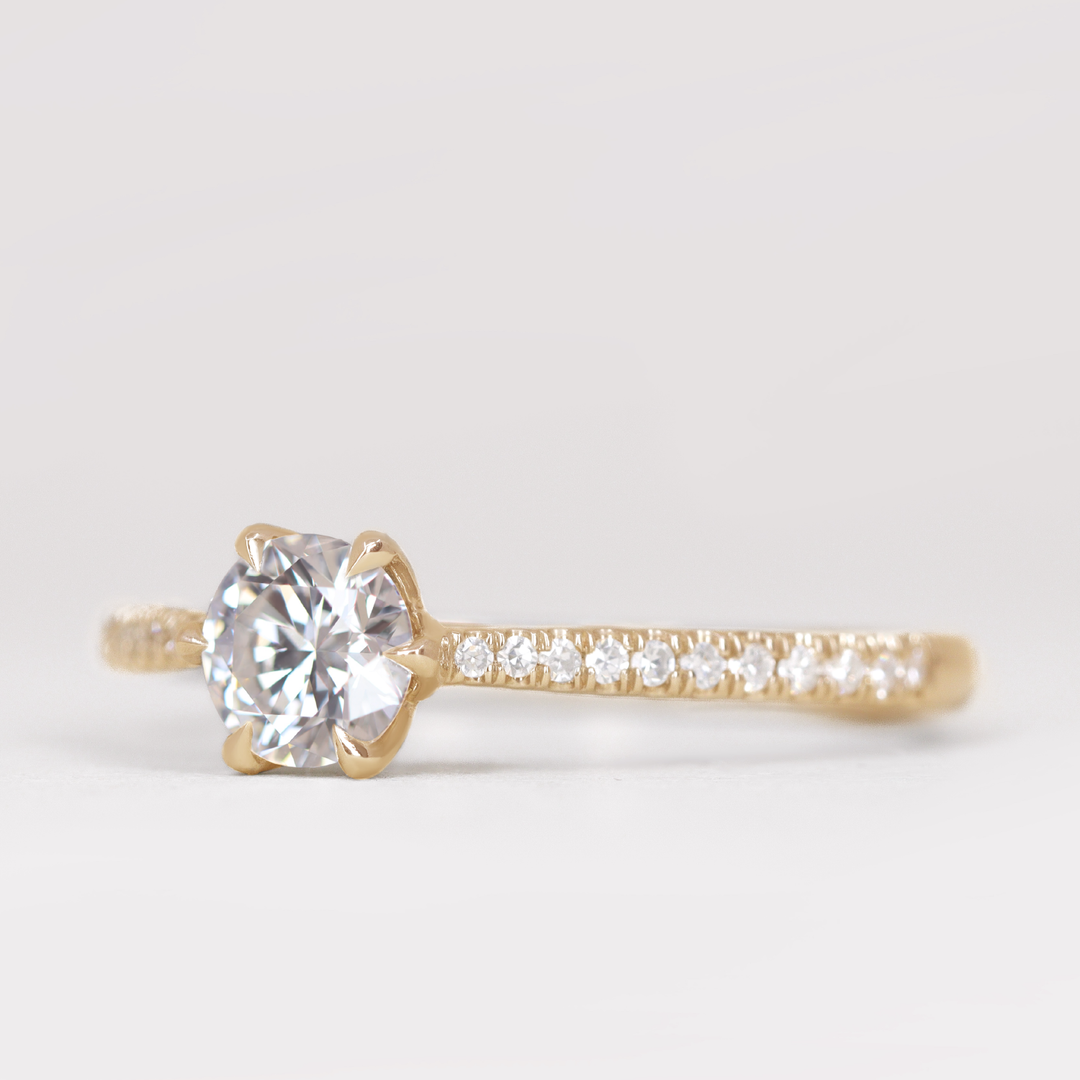Raine - Round Brilliant Cut Lab Grown Diamond Lotus Flower Solitaire Engagement Ring Engagement Rings - Made-to-Order