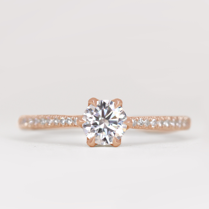 Raine - Round Brilliant Cut Lab Grown Diamond Lotus Flower Solitaire Engagement Ring Engagement Rings - Made-to-Order