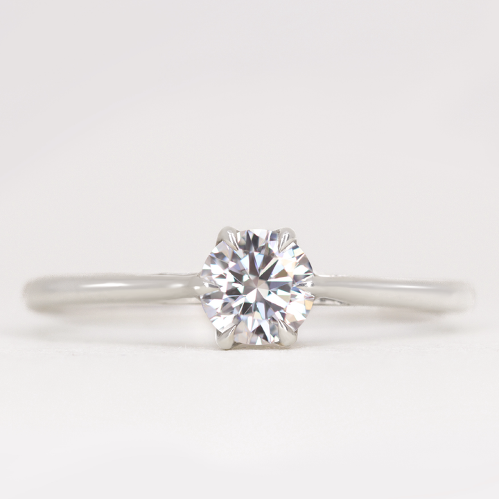 Raine - Solitaire Engagement Ring with Lotus Basket Detail Setting
