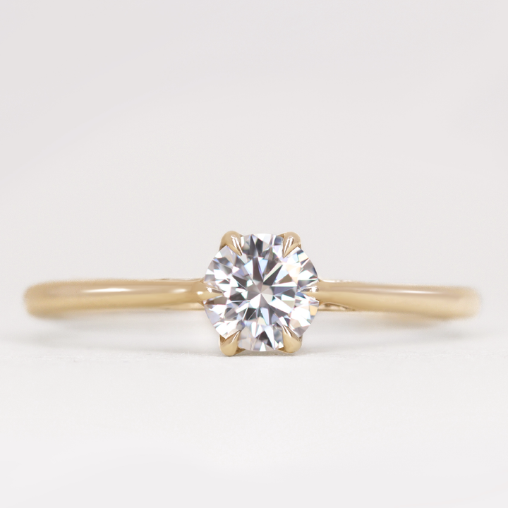 Raine - Solitaire Engagement Ring with Lotus Basket Detail Setting