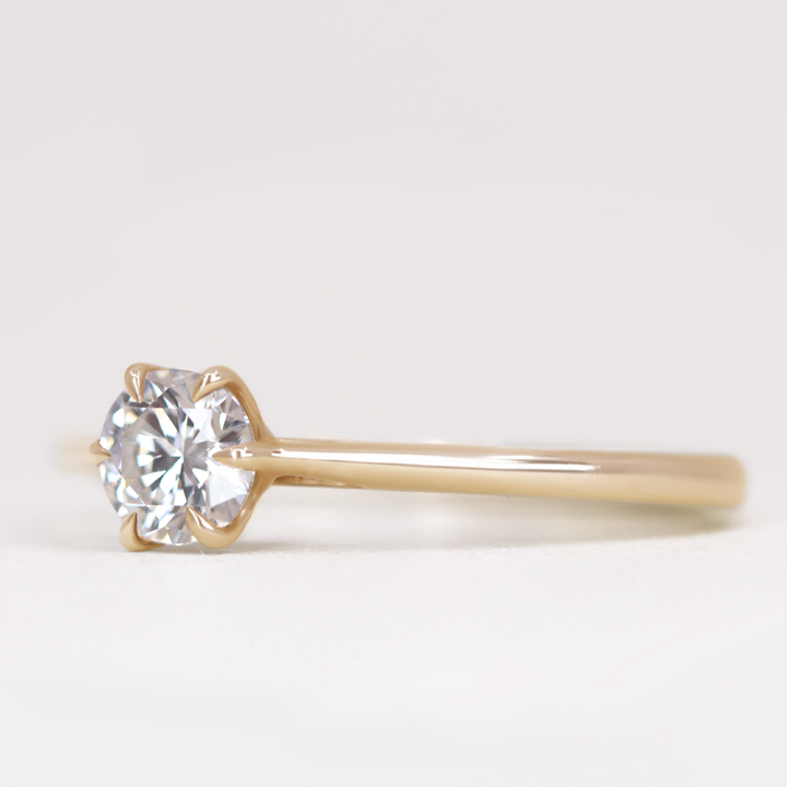 Raine - Round Brilliant Cut Lab Grown Diamond Lotus Flower Solitaire Engagement Ring Engagement Rings - Made-to-Order