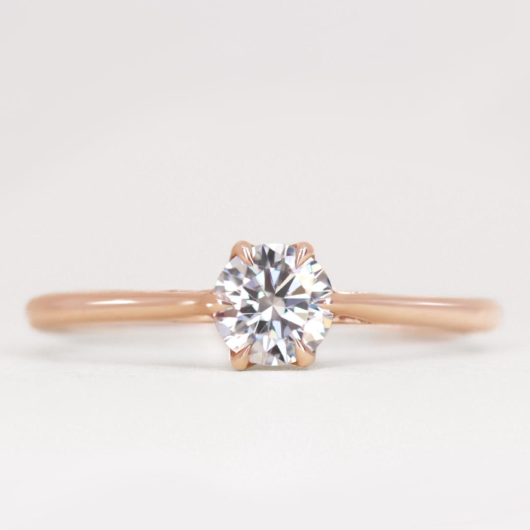 Raine - Solitaire Engagement Ring with Lotus Basket Detail Setting