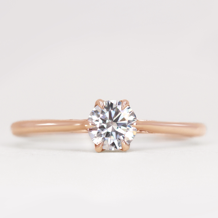Raine - Solitaire Engagement Ring with Lotus Basket Detail Setting