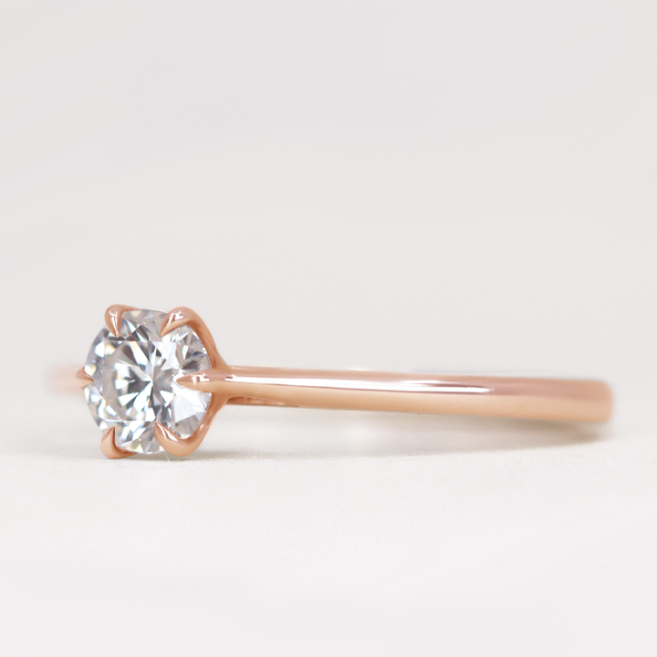 Raine - Round Brilliant Cut Lab Grown Diamond Lotus Flower Solitaire Engagement Ring Engagement Rings - Made-to-Order