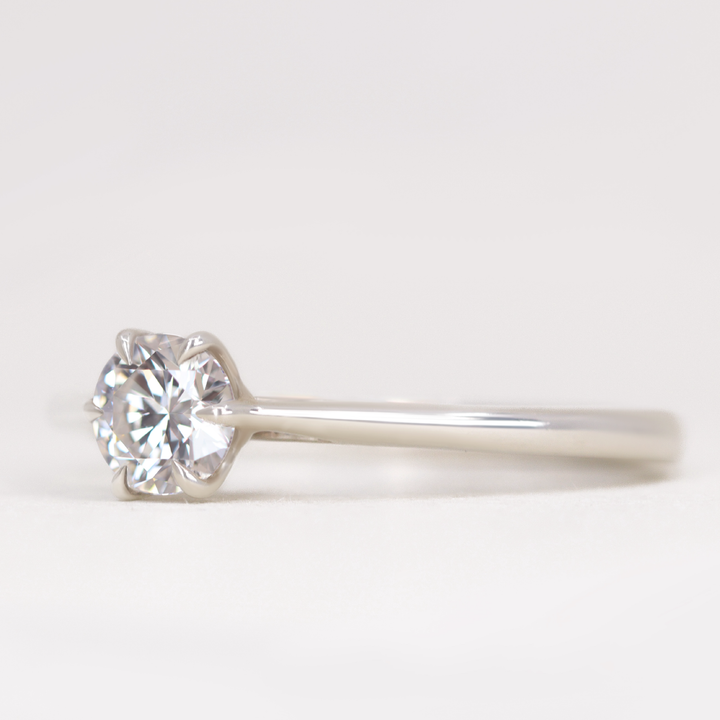 Raine - Round Brilliant Cut Lab Grown Diamond Lotus Flower Solitaire Engagement Ring Engagement Rings - Made-to-Order