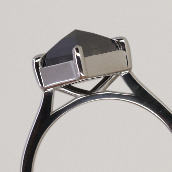 Raven - Geometric Gothic Black or Salt & Pepper Diamond Solitaire Custom Engagement Ring