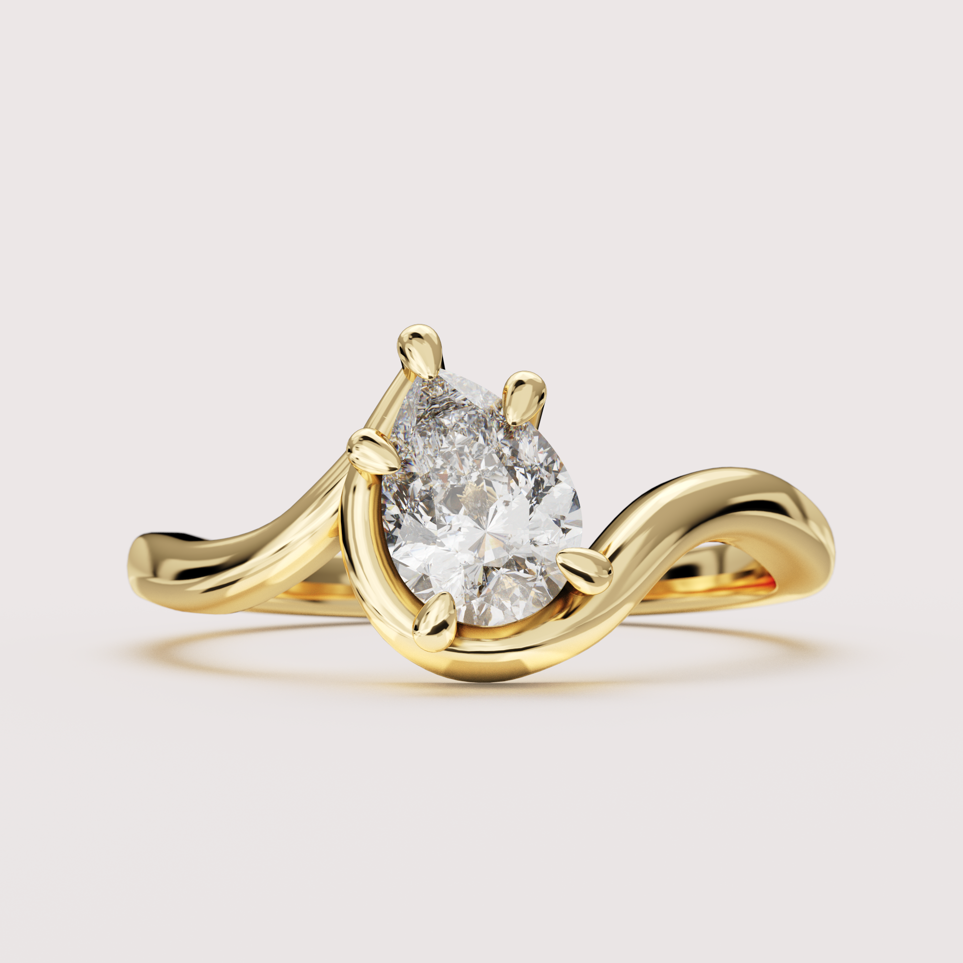 Raye - Asymmetric Pear Cut Diamond Organic Twist Solitaire Custom Enga ...