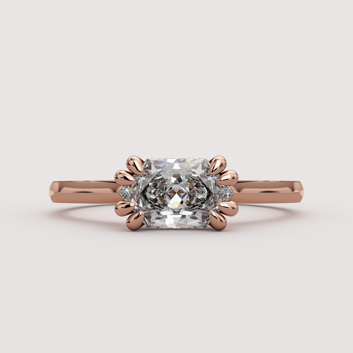 Reese - Dutch Marquise Hexagon Cut Lab Grown Diamond East-West Solitaire Custom Engagement Ring Engagement Rings - Price On Application