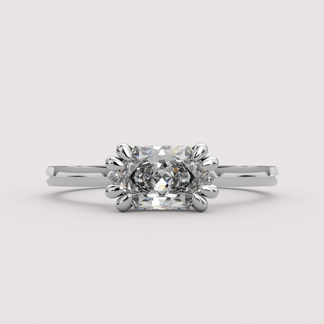 Reese - Dutch Marquise Hexagon Cut Lab Grown Diamond East-West Solitaire Custom Engagement Ring Engagement Rings - Price On Application
