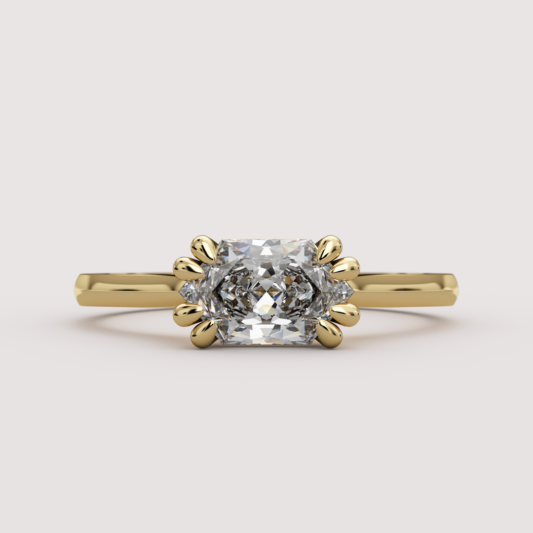 Reese - Dutch Marquise Hexagon Cut Lab Grown Diamond East-West Solitaire Custom Engagement Ring Engagement Rings - Price On Application