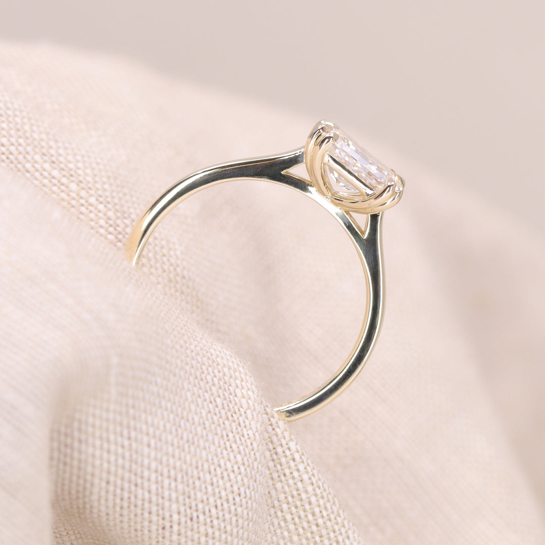 Reese - Emerald or Radiant Cut Lab Grown Diamond East-West Solitaire Made-to-Order Engagement Ring Engagement Rings - Made-to-Order