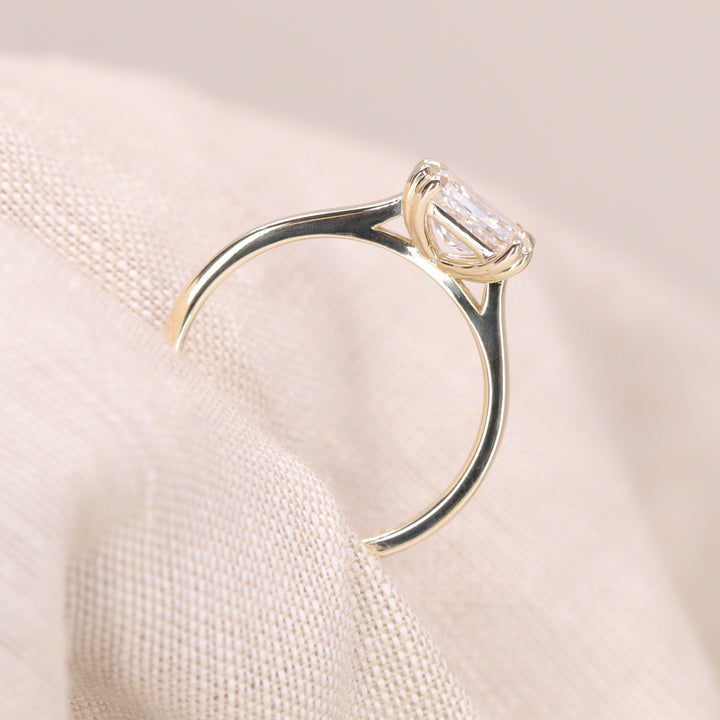 Reese - Emerald or Radiant Cut Lab Grown Diamond East-West Solitaire Made-to-Order Engagement Ring Engagement Rings - Made-to-Order