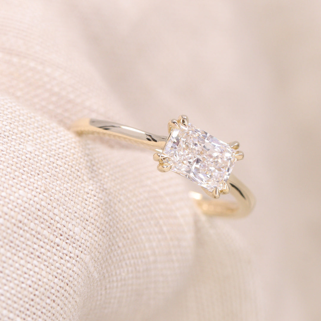 Reese - Emerald or Radiant Cut Lab Grown Diamond East-West Solitaire Made-to-Order Engagement Ring Engagement Rings - Made-to-Order