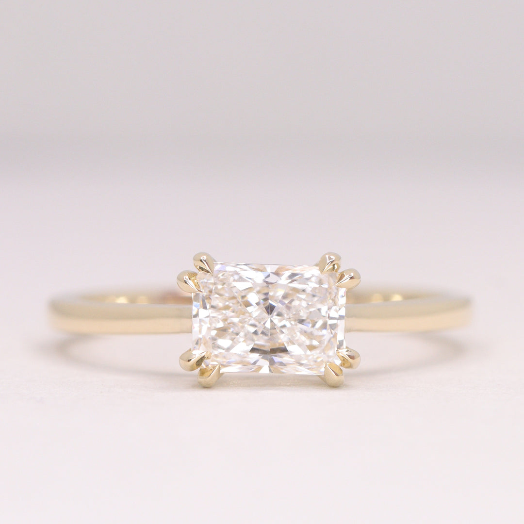 Reese - Emerald or Radiant Cut Lab Grown Diamond East-West Solitaire Made-to-Order Engagement Ring Engagement Rings - Made-to-Order