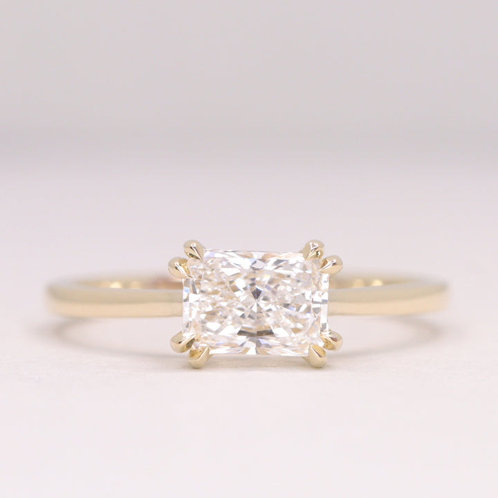 Reese - Emerald or Radiant Cut Lab Grown Diamond East-West Solitaire Made-to-Order Engagement Ring Engagement Rings - Made-to-Order