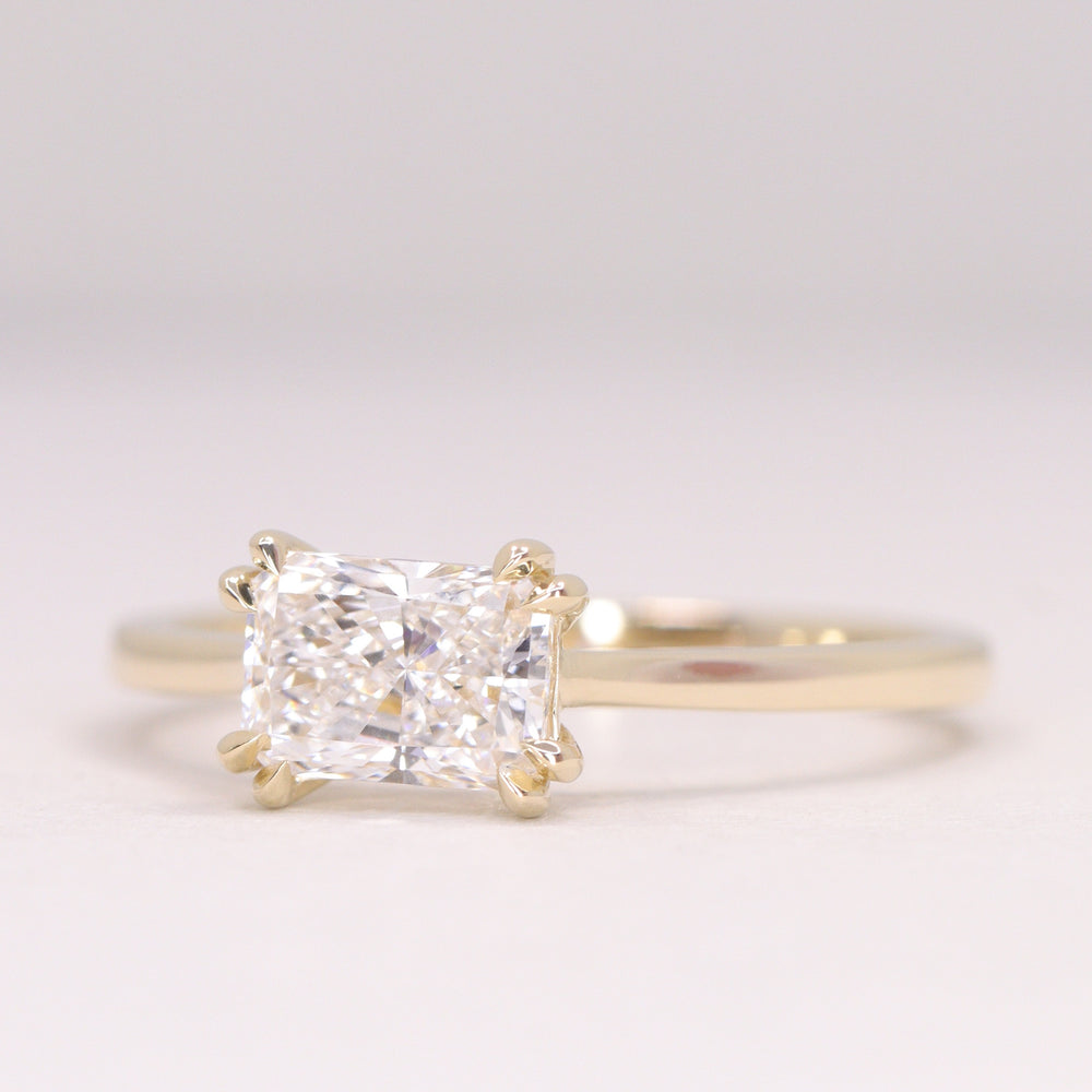 Reese - Emerald or Radiant Cut Lab Grown Diamond East-West Solitaire Made-to-Order Engagement Ring Engagement Rings - Made-to-Order