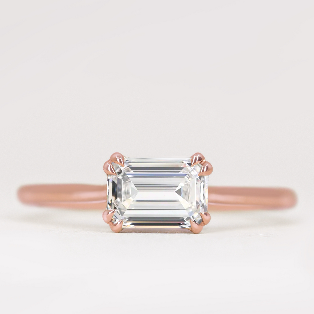 Reese - Radiant or Emerald Cut Lab Grown Diamond East-West Solitaire Engagement Ring