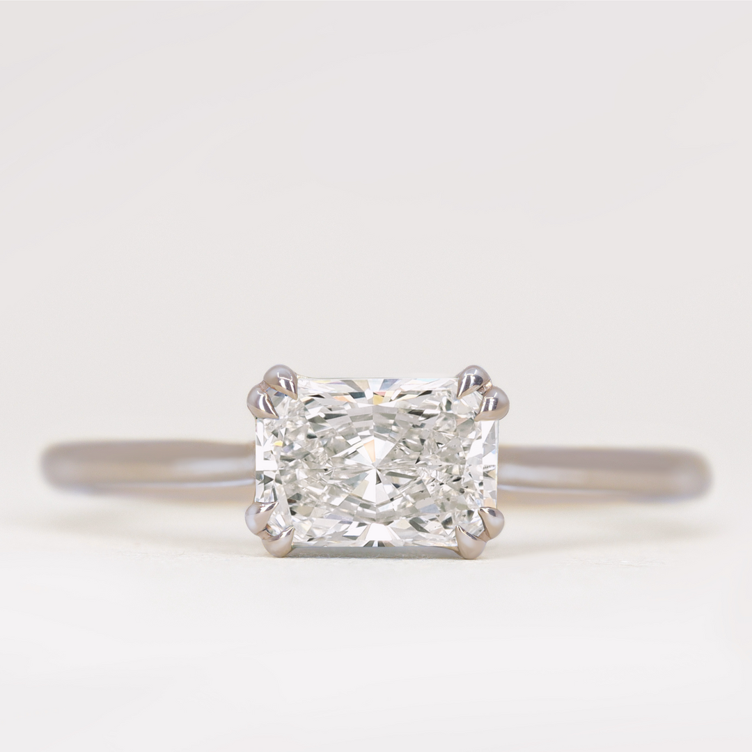 Reese - Radiant or Emerald Cut Lab Grown Diamond East-West Solitaire Engagement Ring Engagement Rings - Made-to-Order