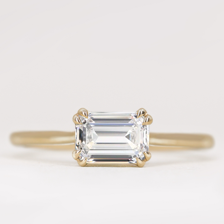 Reese - Radiant or Emerald Cut Lab Grown Diamond East-West Solitaire Engagement Ring Engagement Rings - Made-to-Order