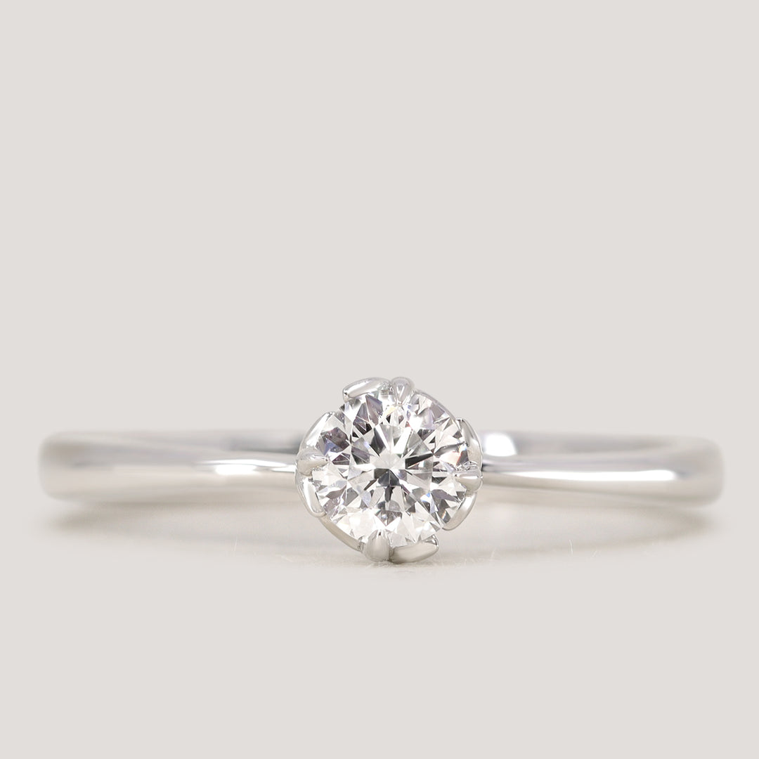 Rose - Round Lab Grown Diamond Floral Solitaire Engagement Ring - Ready-To-Wear