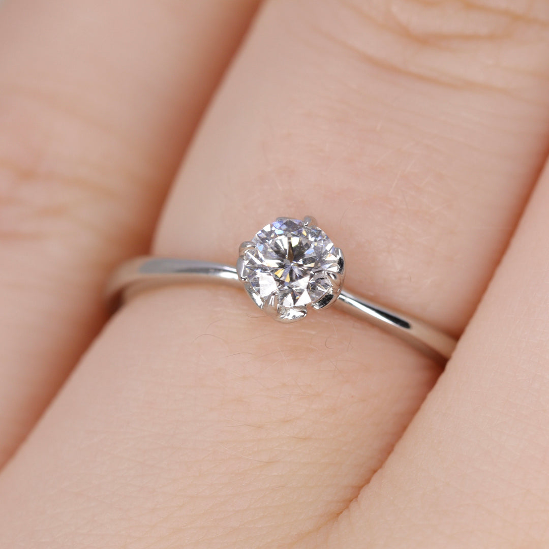 Rose - Round Lab Grown Diamond Floral Solitaire Engagement Ring - Ready-To-Wear