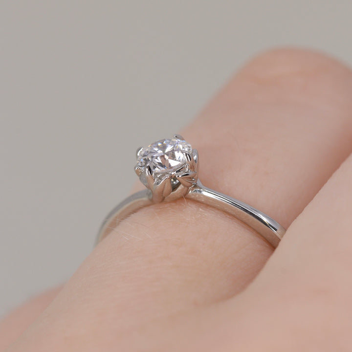 Rose - Round Lab Grown Diamond Floral Solitaire Engagement Ring - Ready-To-Wear Engagement Rings - Ready-to-Ship