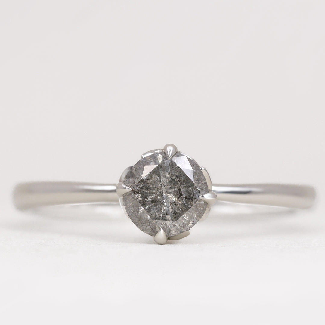 Rose - Salt & Pepper Diamond Floral Solitaire Ring - Ready-To-Wear Engagement Rings - Ready-to-Ship