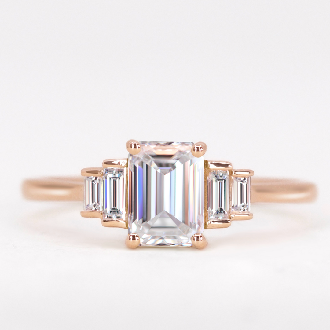 Erin - Radiant or Emerald Cut Lab Grown Diamond Art Deco Engagement Ring Engagement Rings - Made-to-Order