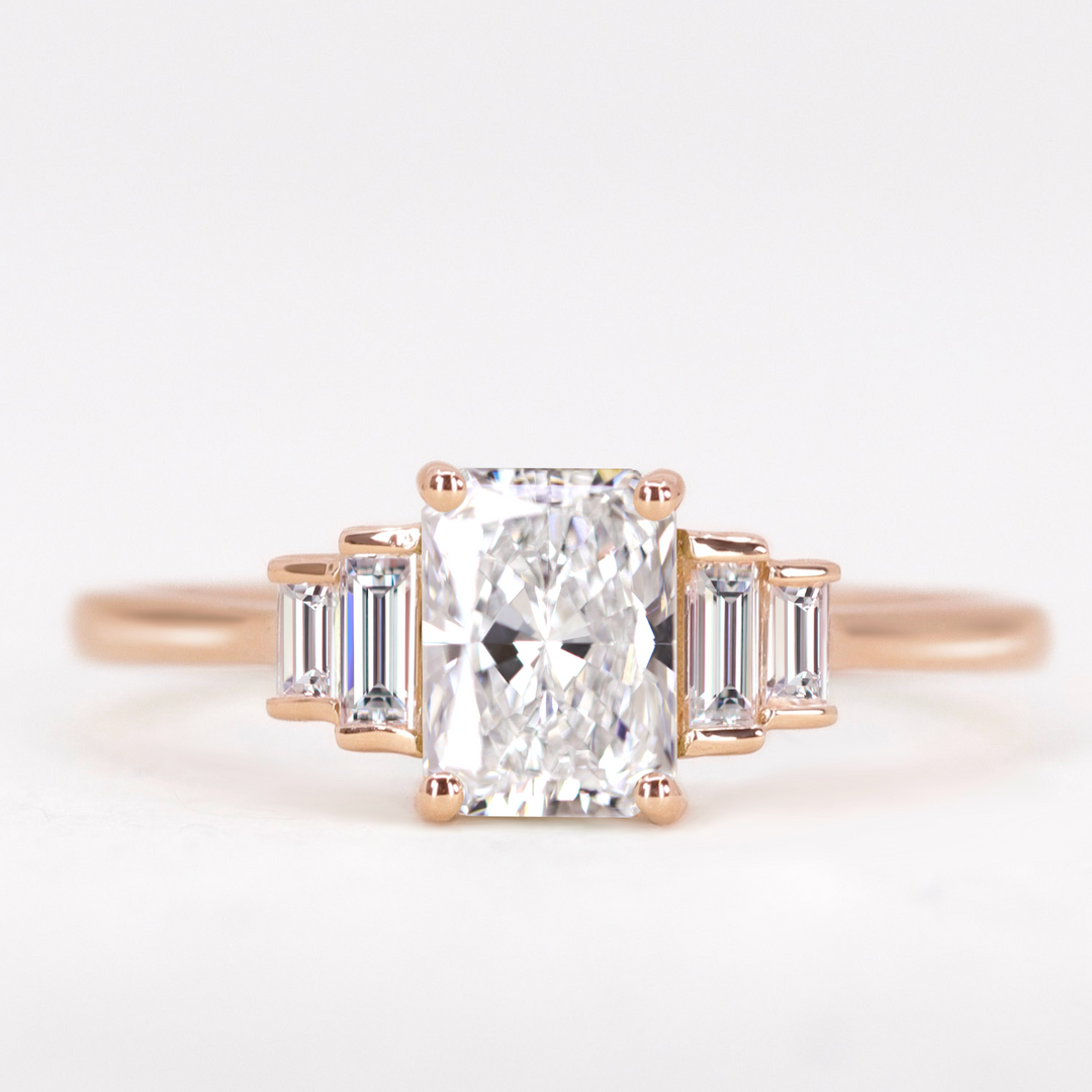 Erin - Radiant or Emerald Cut Lab Grown Diamond Art Deco Engagement Ring Engagement Rings - Made-to-Order