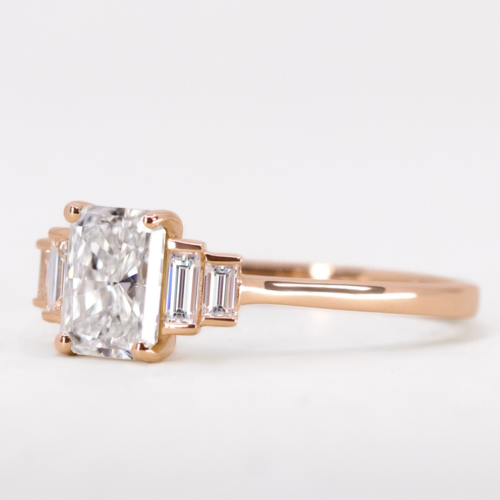 Erin - Radiant or Emerald Cut Lab Grown Diamond Art Deco Engagement Ring Engagement Rings - Made-to-Order