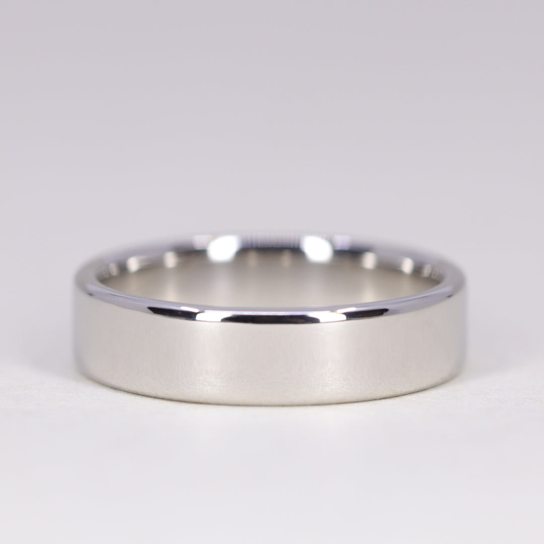 James - Light Rounded Flat Traditional Wedding Ring - Made-to-Order