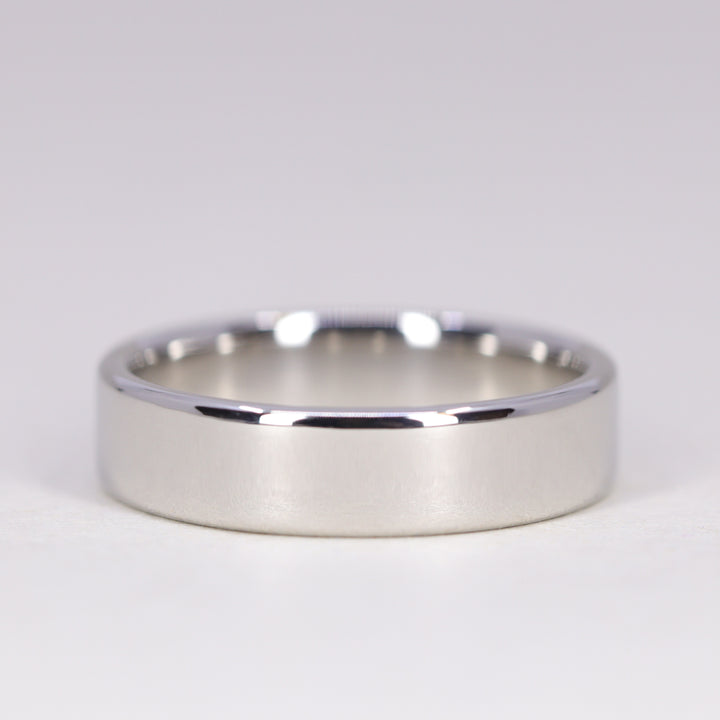James - Light Rounded Flat Traditional Wedding Ring - Made-to-Order