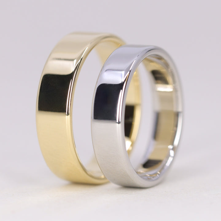 James - Light Rounded Flat Traditional Wedding Ring - Made-to-Order