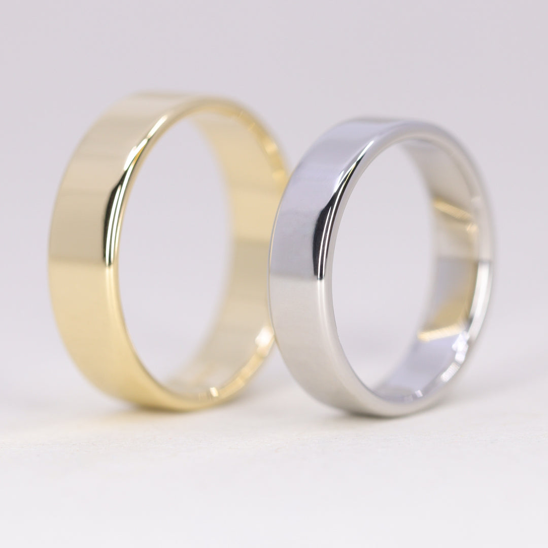 James - Light Rounded Flat Traditional Wedding Ring - Made-to-Order