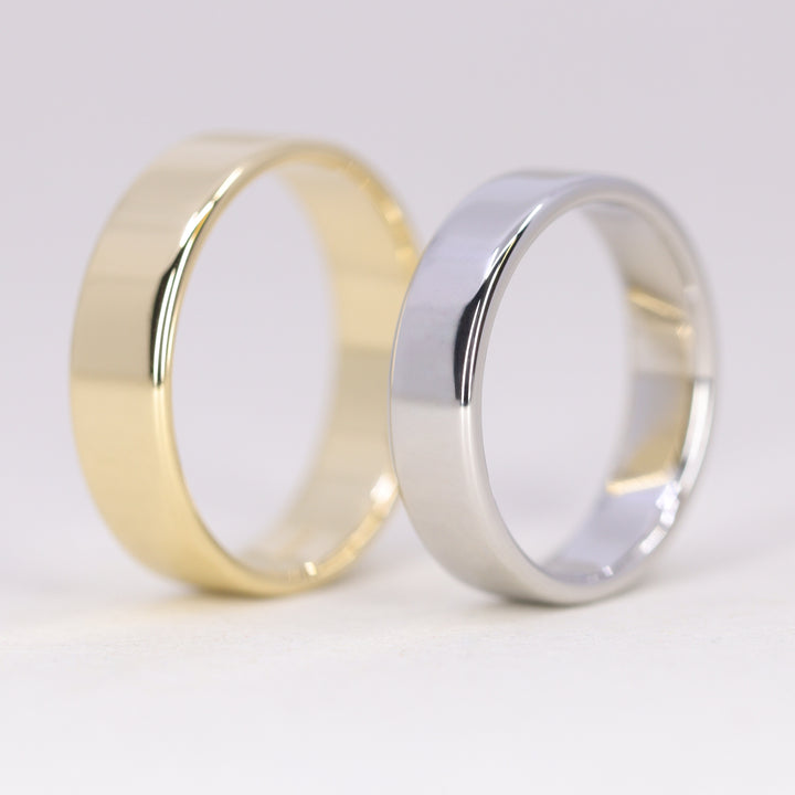James - Light Rounded Flat Traditional Wedding Ring - Made-to-Order