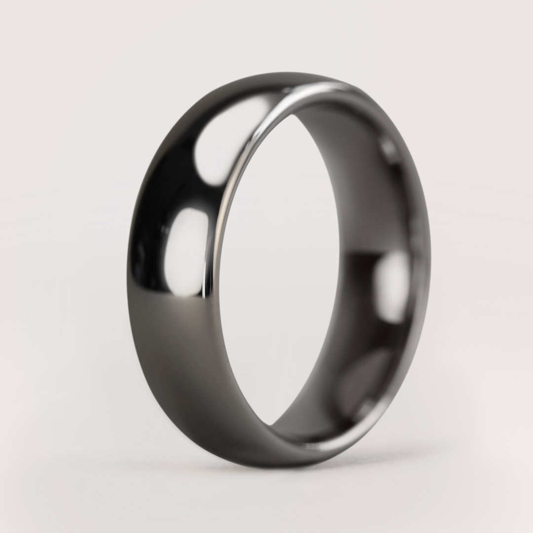 Polished Court Shaped Tungsten Wedding Band - The Ruskin Green Ring | Flinn & Steel Flinn & Steel Wedding Rings