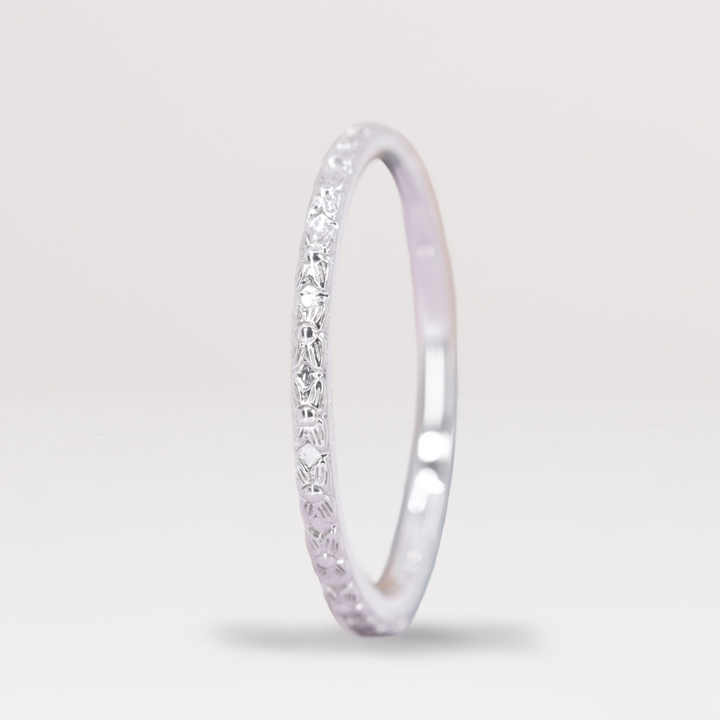 Flora - Floral Pattern Full or Half Eternity Straight Wedding Ring - Made-to-Order