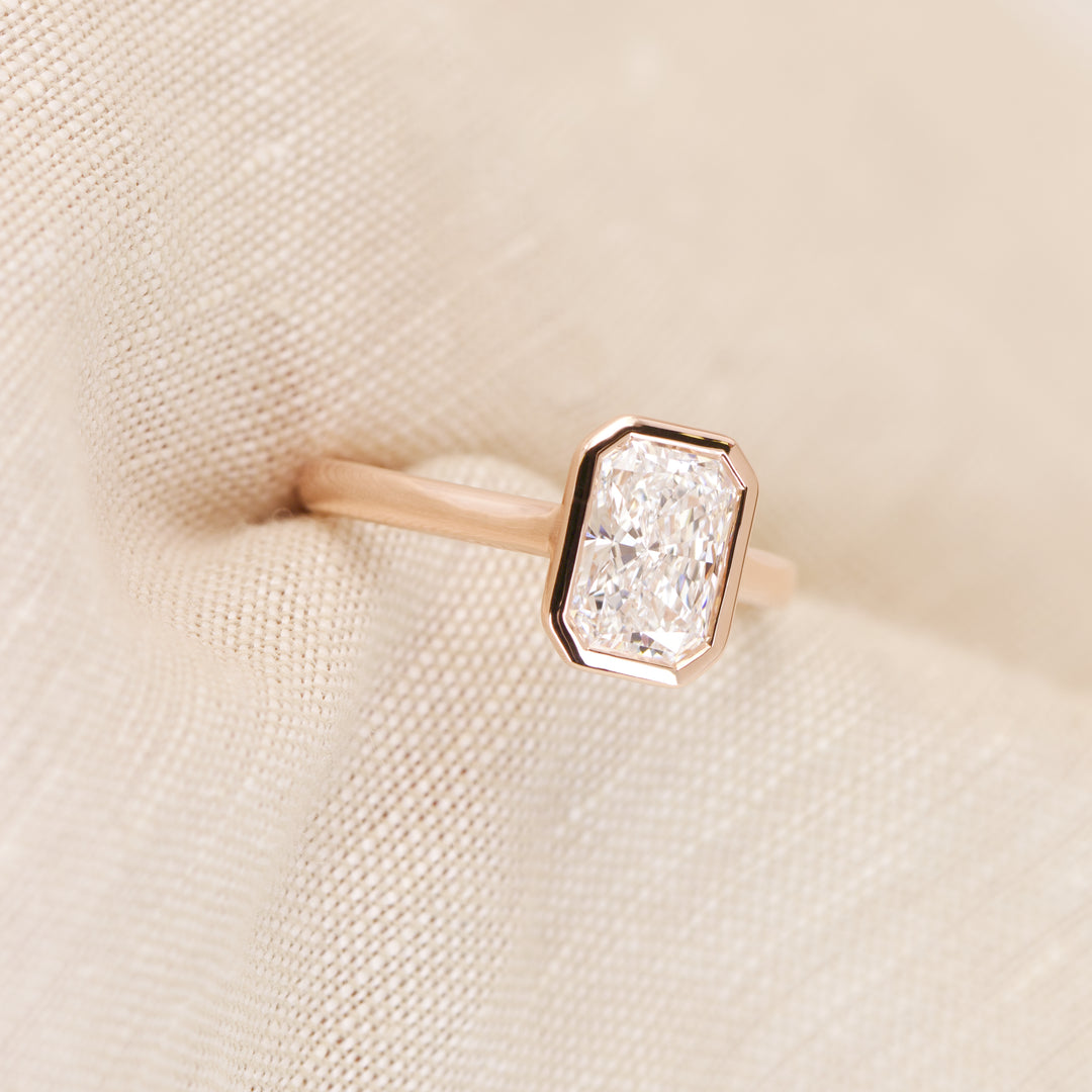 Sabrina - Radiant Cut Lab Grown Diamond Bezel Set Solitaire Engagement Ring - Ready-to-Ship