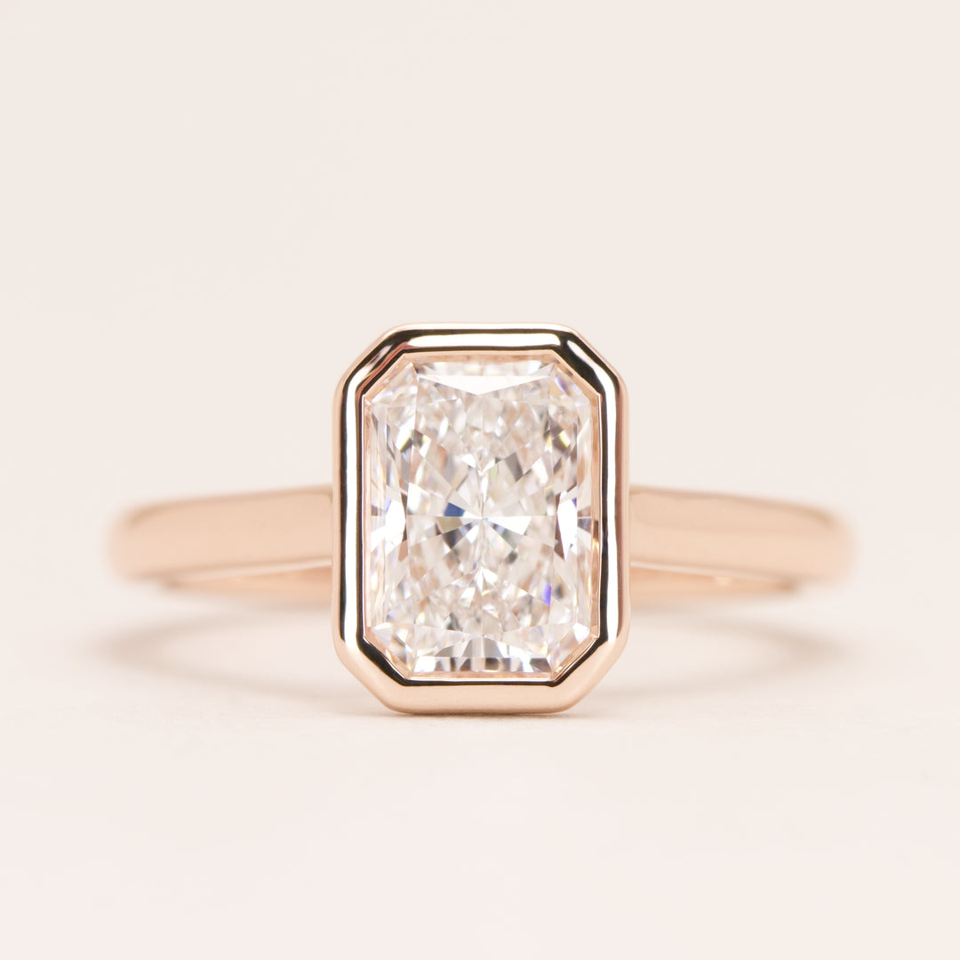 Sabrina - Radiant Cut Lab Grown Diamond Bezel Set Solitaire Engagement Ring - Ready-to-Ship