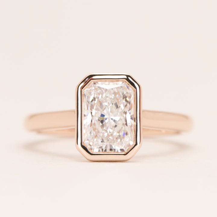 Sabrina - Radiant Cut Lab Grown Diamond Bezel Set Solitaire Engagement Ring - Ready-to-Ship
