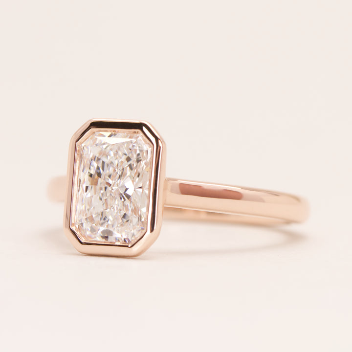 Sabrina - Radiant Cut Lab Grown Diamond Bezel Set Solitaire Engagement Ring - Ready-to-Ship