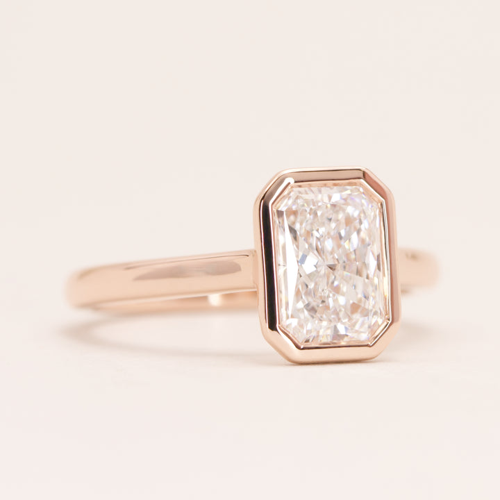 Sabrina - Radiant Cut Lab Grown Diamond Bezel Set Solitaire Engagement Ring - Ready-to-Ship