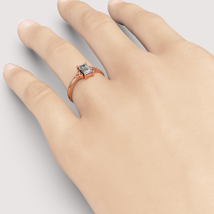 Saoirse - Emerald Cut Lab Grown Diamond Celtic Inspired Trinity Knot Made-to-Order Engagement Ring Engagement Rings - Made-to-Order