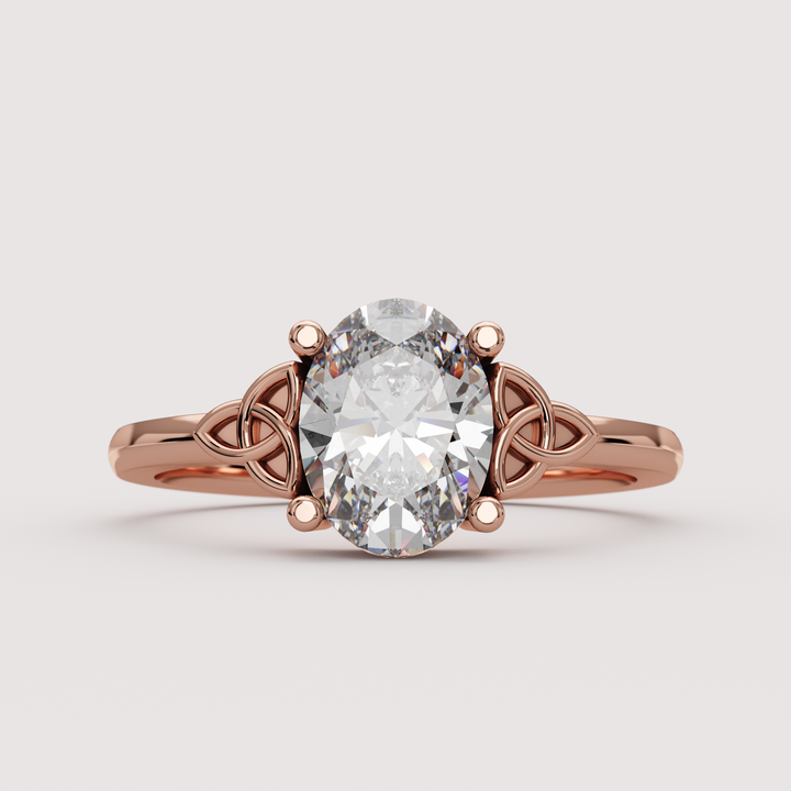 Saoirse - Oval Cut Diamond Celtic Inspired Trinity Knot Made-to-Order Engagement Ring