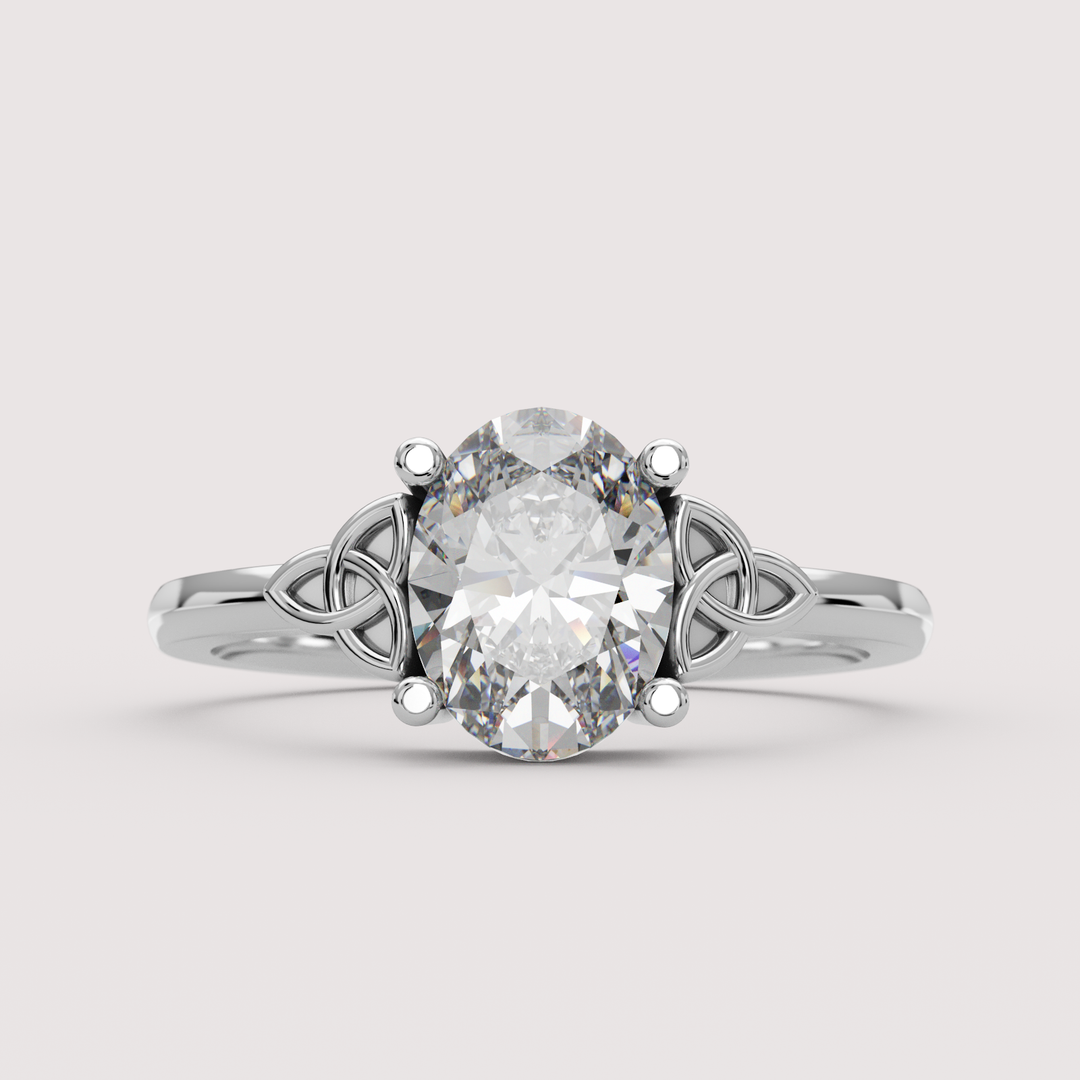 Saoirse - Oval Cut Diamond Celtic Inspired Trinity Knot Made-to-Order Engagement Ring