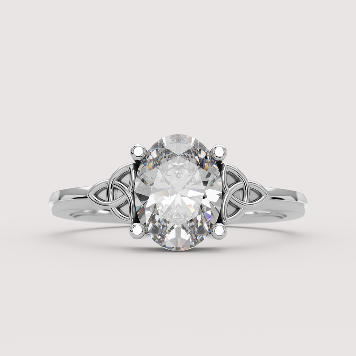 Saoirse - Oval Cut Diamond Celtic Inspired Trinity Knot Made-to-Order Engagement Ring