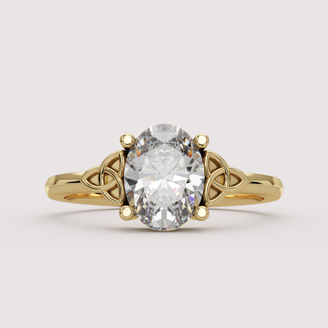 Saoirse - Oval Cut Diamond Celtic Inspired Trinity Knot Made-to-Order Engagement Ring