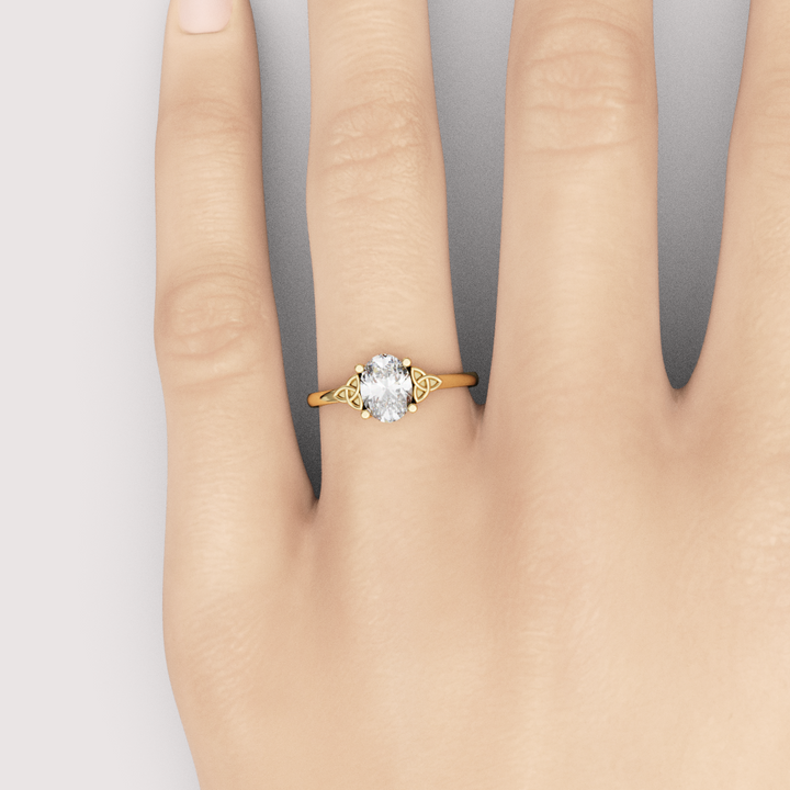 Saoirse - Oval Cut Diamond Celtic Inspired Trinity Knot Made-to-Order Engagement Ring