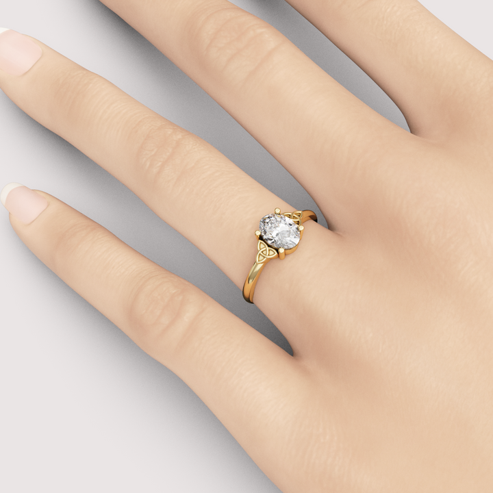 Saoirse - Oval Cut Diamond Celtic Inspired Trinity Knot Made-to-Order Engagement Ring