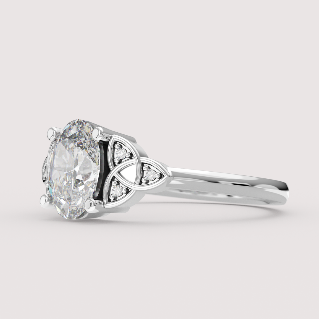 Saoirse - Oval Cut Diamond Celtic Inspired Diamond Set Trinity Knot Made-to-Order Engagement Ring Engagement Rings - Made-to-Order